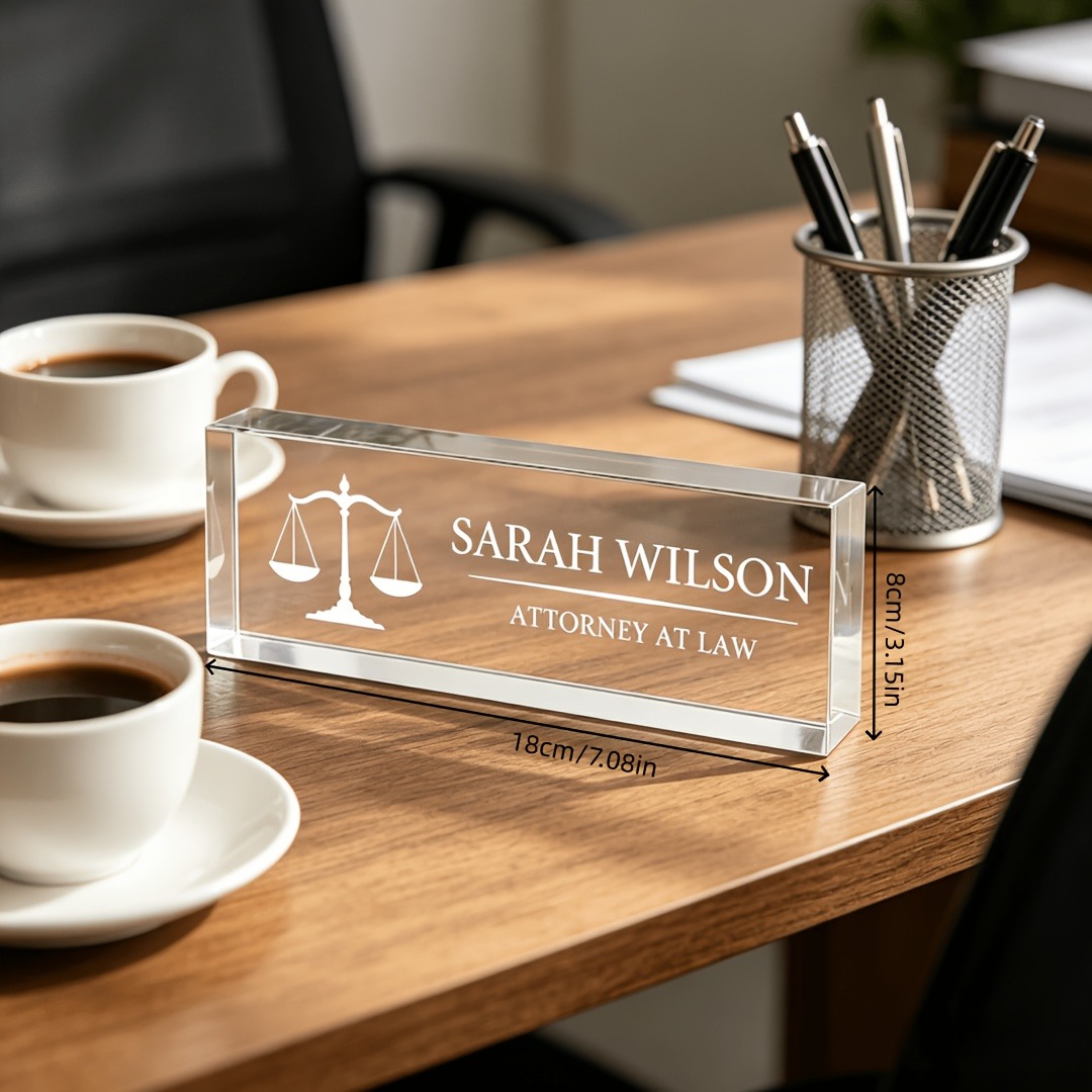Kişiye Özel Avukat ve Hakim Ak - Desk Name Plate incelemesi ve fiyatı